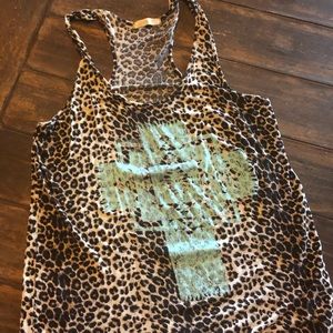 Leopard Cross Racerback Tank size L/XL